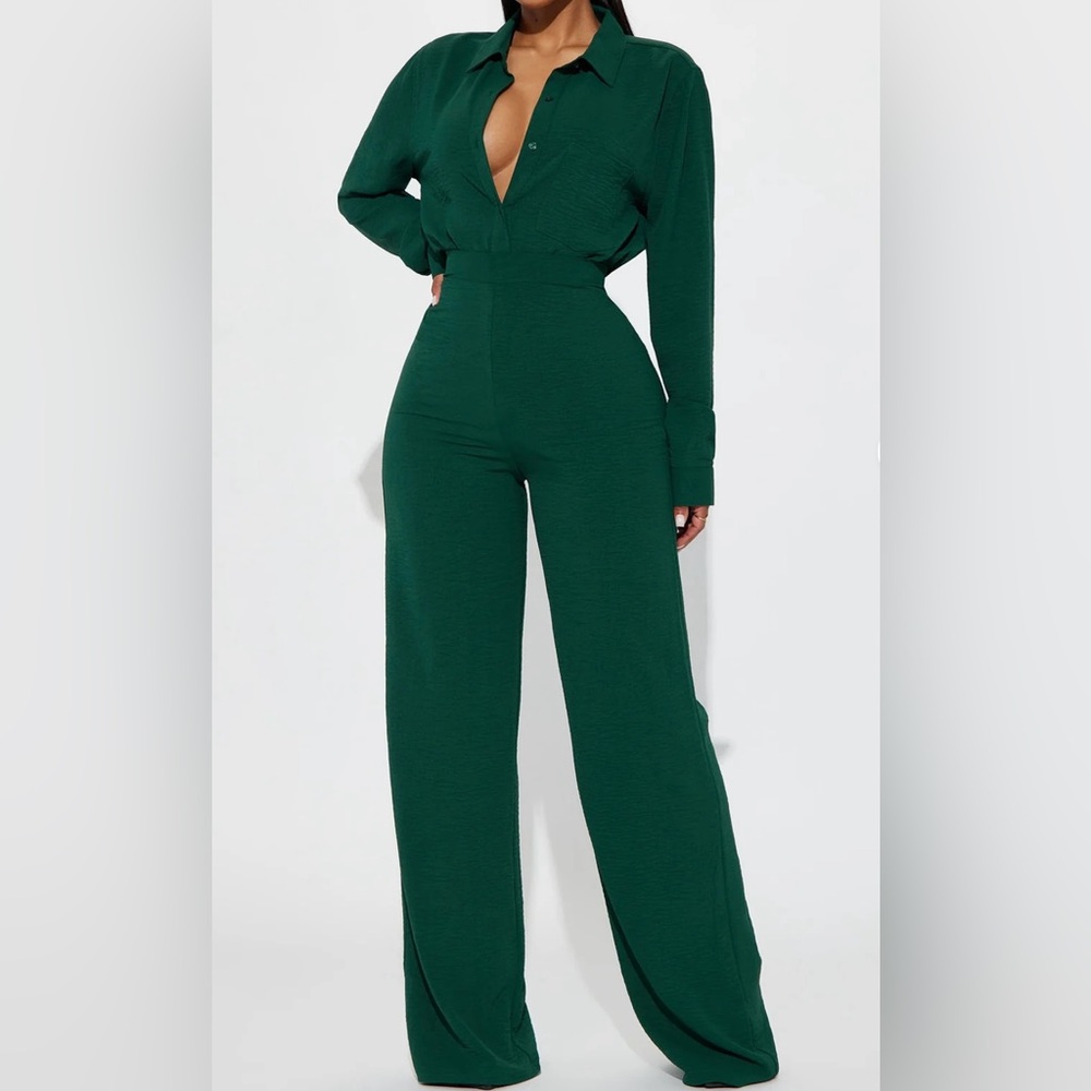 Fashion Nova Women’s 2 Piece Long Pants And Long Sleeve Button Down Shirt Size S